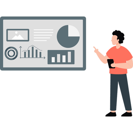 Businessman pointing to graph  Illustration