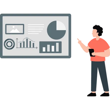 Businessman pointing to graph  Illustration