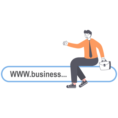 Businessman pointing to link, website address, domain  Illustration