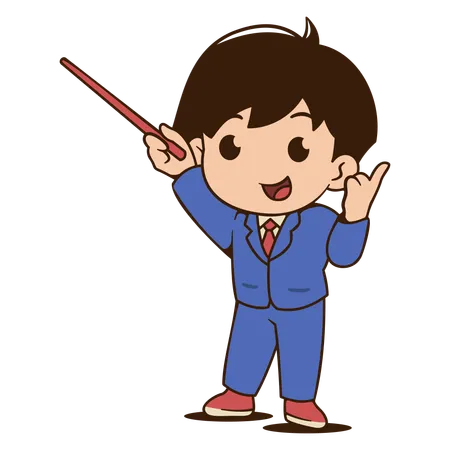 Businessman pointing using stick  일러스트레이션