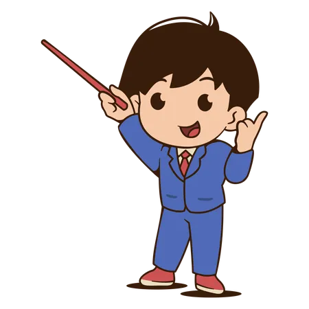 Businessman pointing using stick  Illustration