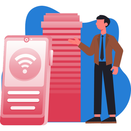 Businessman  pointing wireless  Illustration