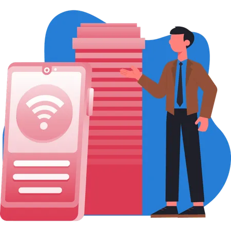 Businessman  pointing wireless  Illustration