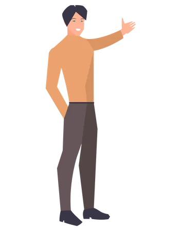 Businessman pointing with hand and showing something  Illustration