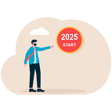 Businessman points at 2025 goals  Illustration
