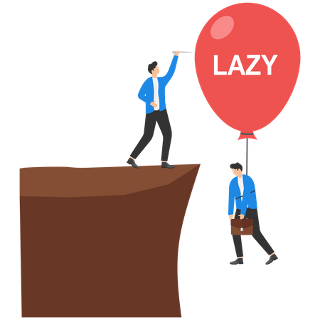 Businessman pop LAZY balloon  Illustration