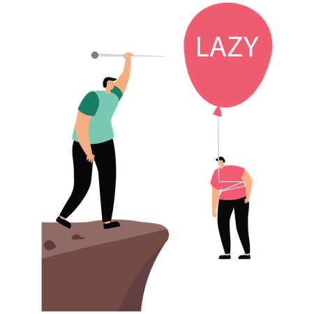 Businessman pop LAZY balloon  Illustration