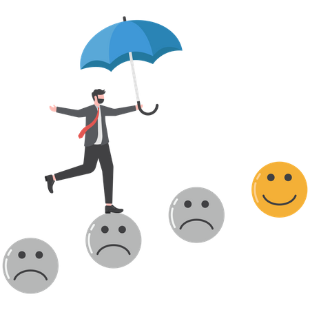 Businessman Positive and negative emotions  Illustration