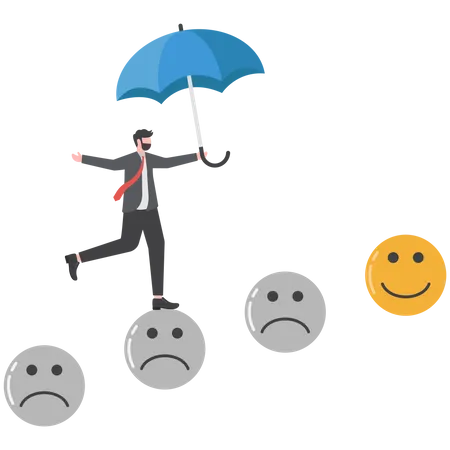 Mental Health Flat Concept Businessman Positive And Negative Emotions Good And Bad Mood Opposites Psychological Vector Mood Swings Vector Illustration Illustration