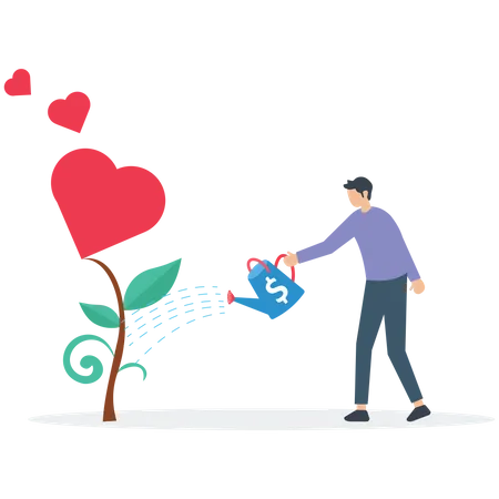 Work Passion Motivation To Success And Win Business Competition Mindset Or Attitude To Work In We Love To Do Concept Businessman Pouring Water To Fulfill Heart Shape Metaphor Of Passion Illustration