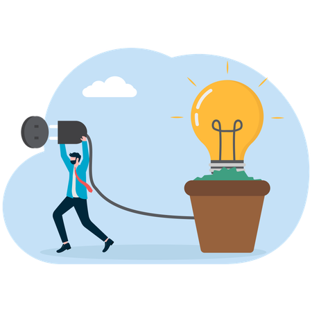 Businessman powering new idea  Illustration