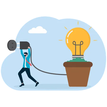 Businessman powering new idea  Illustration