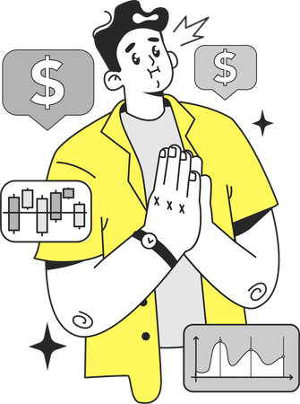 Businessman prays god to get financial profit in market  Illustration