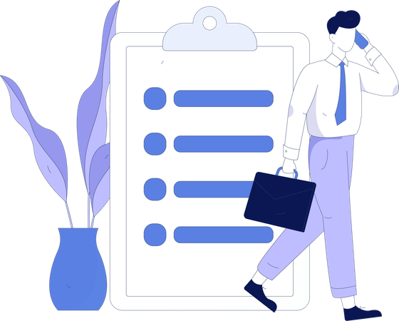 Businessman prepares business task list  Illustration