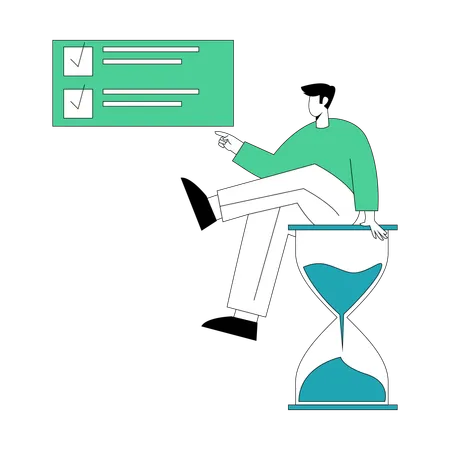 Businessman prepares business task list  Illustration