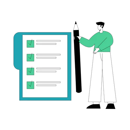 Businessman  prepares pending task list  Illustration