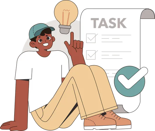 Businessman prepares task list for pending tasks  Illustration