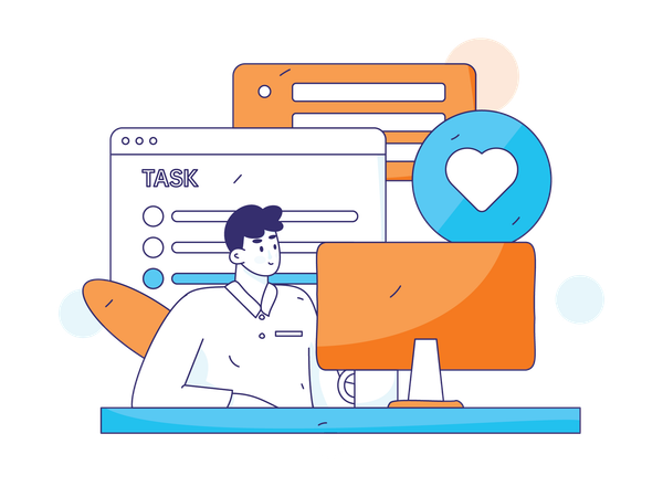 Businessman prepares task list  Illustration