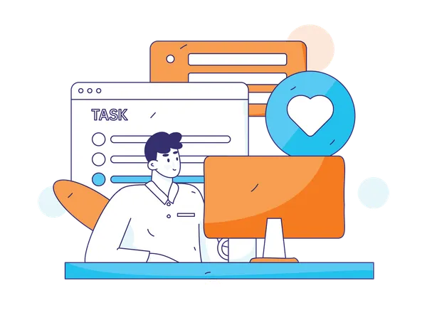 Businessman prepares task list  Illustration