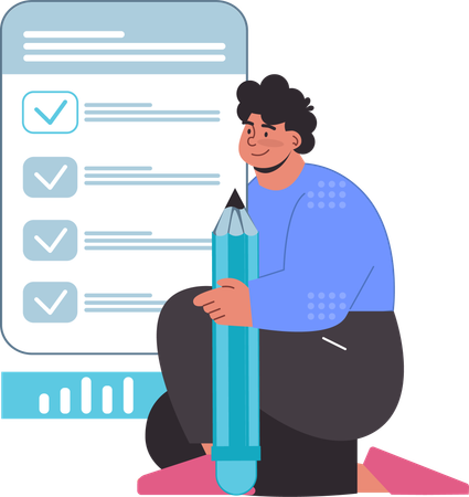 Businessman prepares task list  Illustration