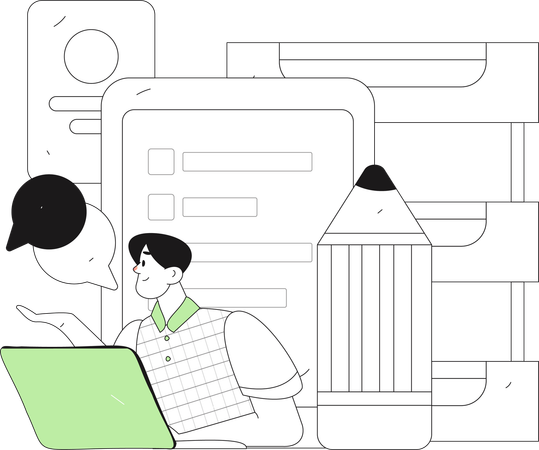 Businessman prepares task list  Illustration