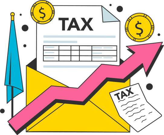 Businessman prepares tax report  Illustration