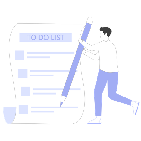 Businessman prepares to do list  Illustration