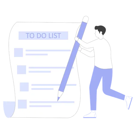 Businessman prepares to do list  Illustration