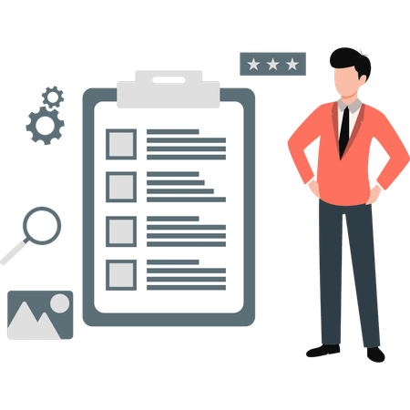 Businessman prepares work list  Illustration