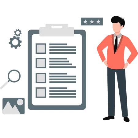 Businessman prepares work list  Illustration