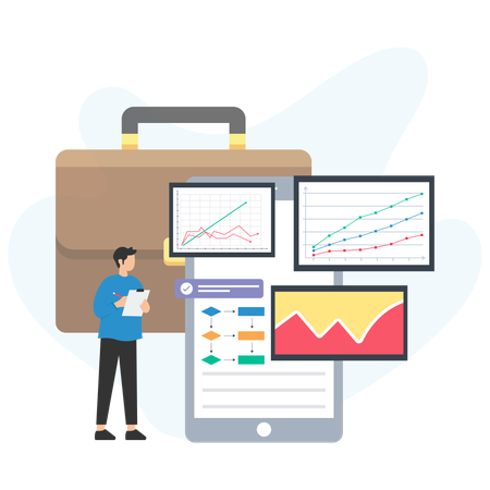 Businessman preparing business report  Illustration