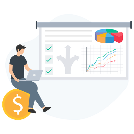 Businessman preparing finance report  Illustration