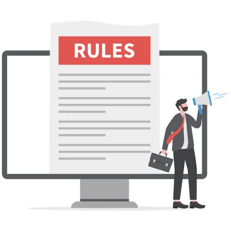 Businessman Presentation About Rules Concept Business Online Concept Of Internet Illustration