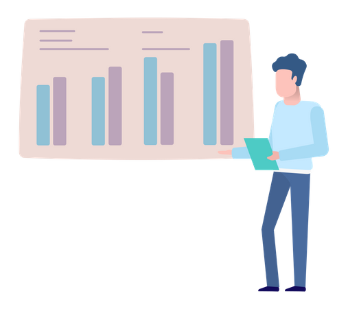 Businessman presentation of research graph  Illustration