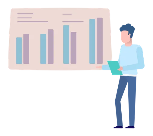 Businessman presentation of research graph  Illustration