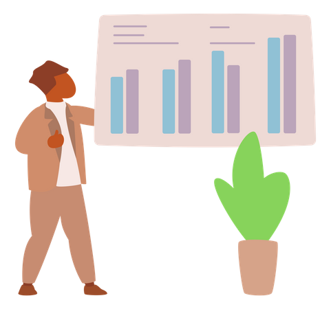 Businessman presentation of statistical research  Illustration