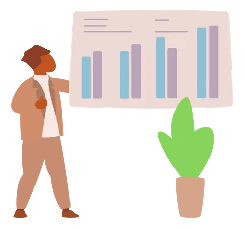 Businessman presentation of statistical research  Illustration