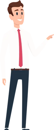 Male Pointing Businessman Character Illustration