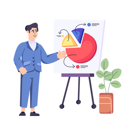 Businessman presenting analysis chart  Illustration