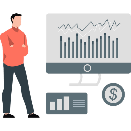 Businessman presenting analytic graph  Illustration