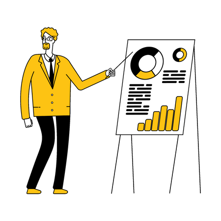 Businessman presenting analytics Illustration