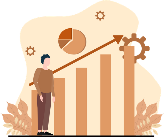 Businessman Presenting analytics chart  Illustration