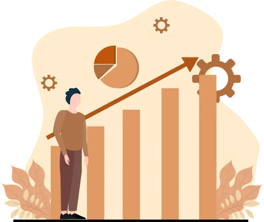 Businessman Presenting analytics chart  Illustration