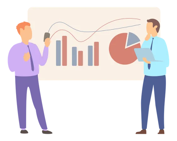 Businessman presenting analytics chart  Illustration