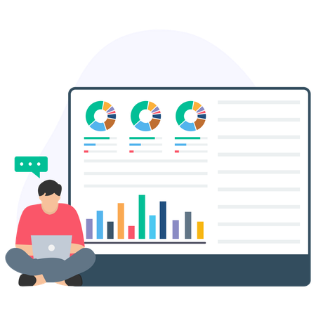 Businessman presenting analytics graph  Illustration