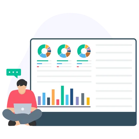 Businessman presenting analytics graph  Illustration