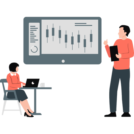 Businessman presenting analytics graph  Illustration