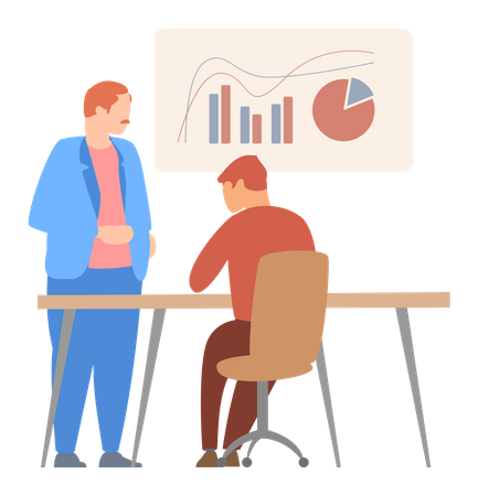 Businessman presenting analytics graph  Illustration