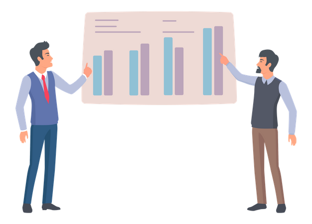 Businessman presenting analytics  Illustration