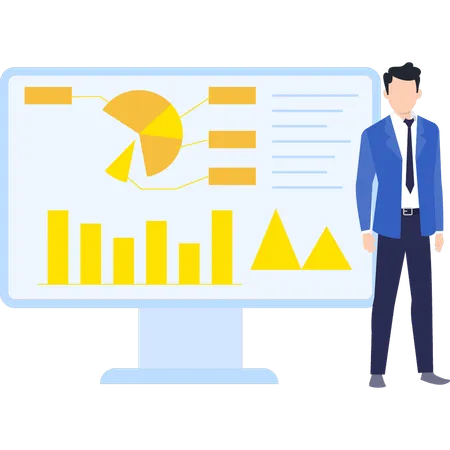 Businessman presenting business analysis report  Illustration